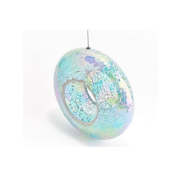 Marigold Glass Iridescent Mosaic Bird Seed Feeder 9” - Picture 2 of 3